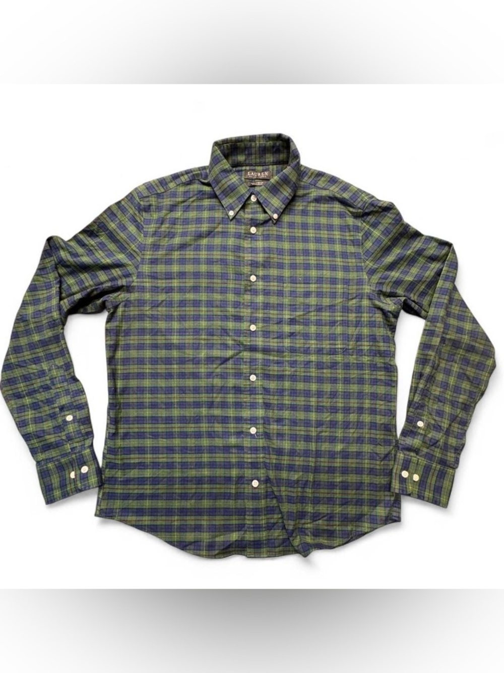 Ralph Lauren Green and Blue Plaid Button-Down Shirt